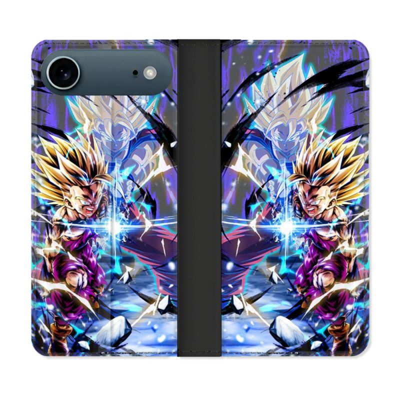 Housse cuir portefeuille Pour Iphone 17 Air Manga Dragon Ball Sangohan Duo
