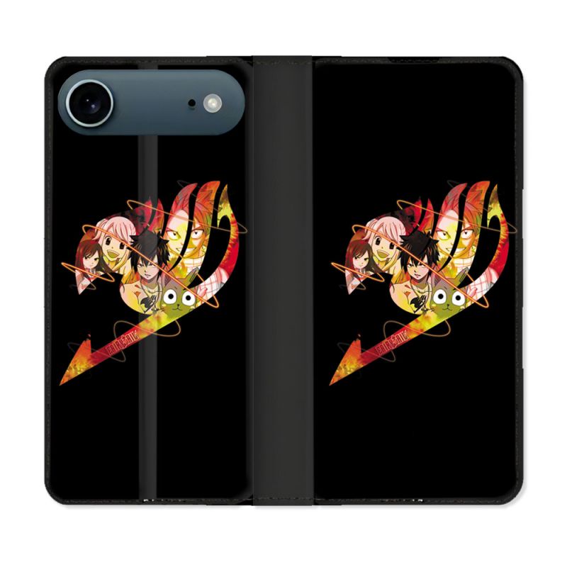 Housse cuir portefeuille Pour Iphone 17 Air Manga Fairy Tail Logo Noir