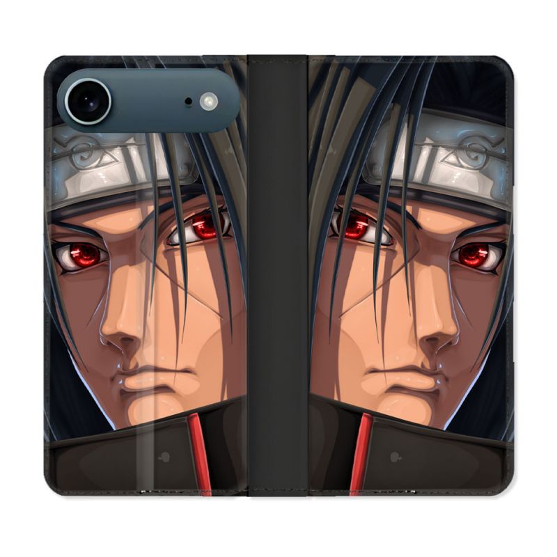 Housse cuir portefeuille Pour Iphone 17 Air Manga Naruto Itachi Visage