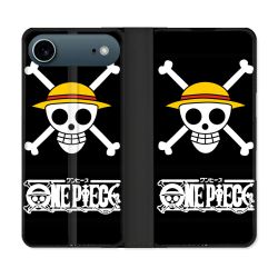 Housse cuir portefeuille Pour Iphone 17 Air Manga One Piece Tete de Mort