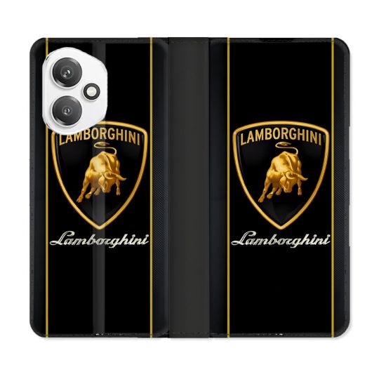 Housse cuir portefeuille Pour Honor 400 5G Lamborghini Carbone