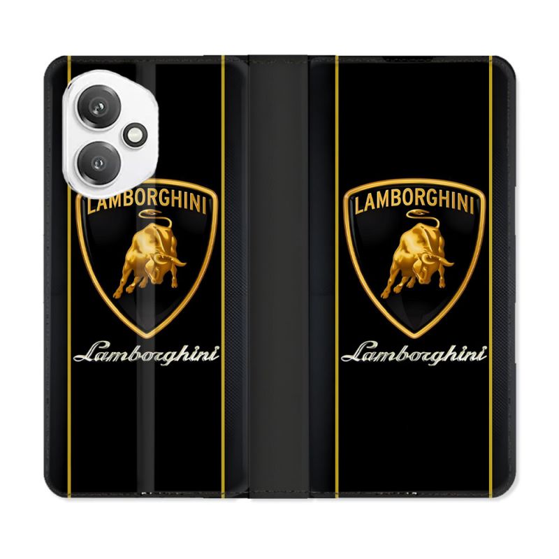 Housse cuir portefeuille Pour Honor 400 5G Lamborghini Carbone