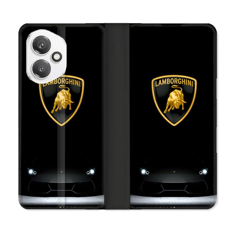 Housse cuir portefeuille Pour Honor 400 5G Lamborghini Noir