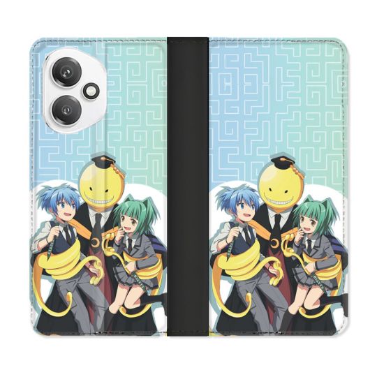 Housse cuir portefeuille Pour Honor 400 5G Manga Assassination Classroom Kuro Trio