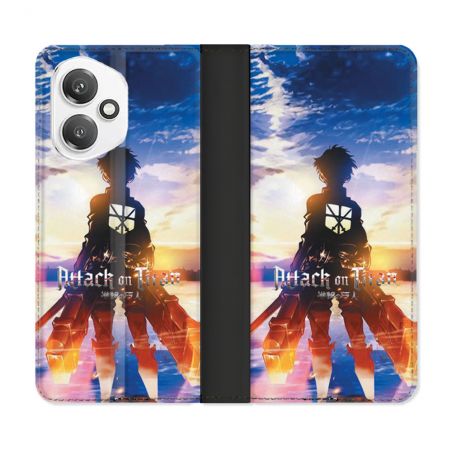 Housse cuir portefeuille Pour Honor 400 5G Manga Attaque Titans Soleil