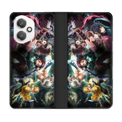 Housse cuir portefeuille Pour Honor 400 5G Manga Demon Slayer Groupe