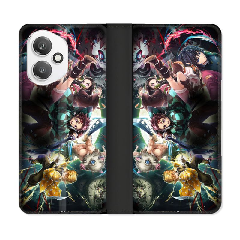 Housse cuir portefeuille Pour Honor 400 5G Manga Demon Slayer Groupe