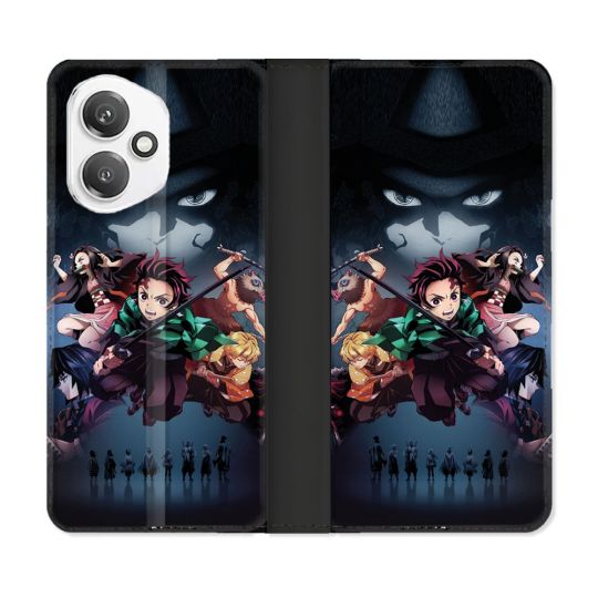 Housse cuir portefeuille Pour Honor 400 5G Manga Demon Slayer Noir