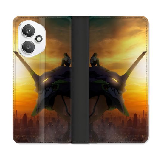 Housse cuir portefeuille Pour Honor 400 5G Manga Evangelion