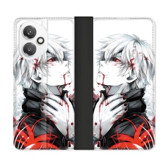 Housse cuir portefeuille Pour Honor 400 5G Manga Tokyo Ghoul Kaneki Blanc