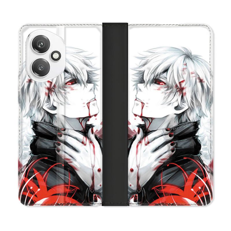 Housse cuir portefeuille Pour Honor 400 5G Manga Tokyo Ghoul Kaneki Blanc