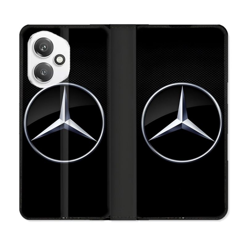 Housse cuir portefeuille Pour Honor 400 5G Mercedes Carbone