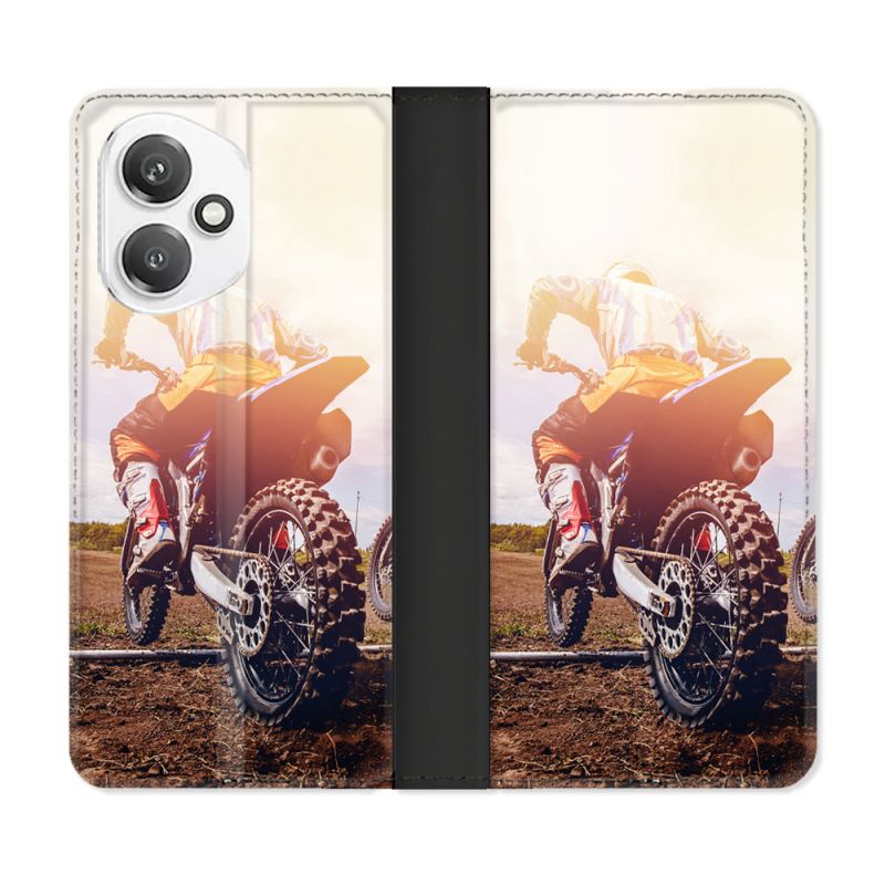 Housse cuir portefeuille Pour Honor 400 5G Moto Cross Soleil