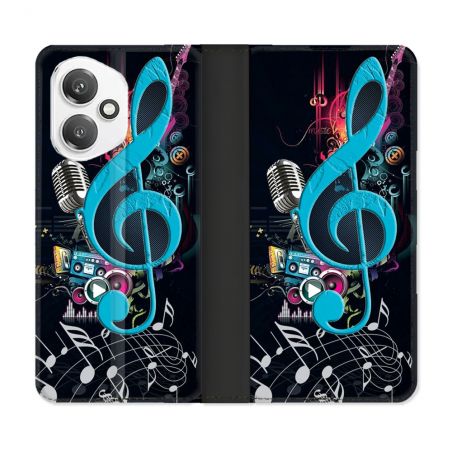 Housse cuir portefeuille Pour Honor 400 5G Musique Cle Sol Bleu