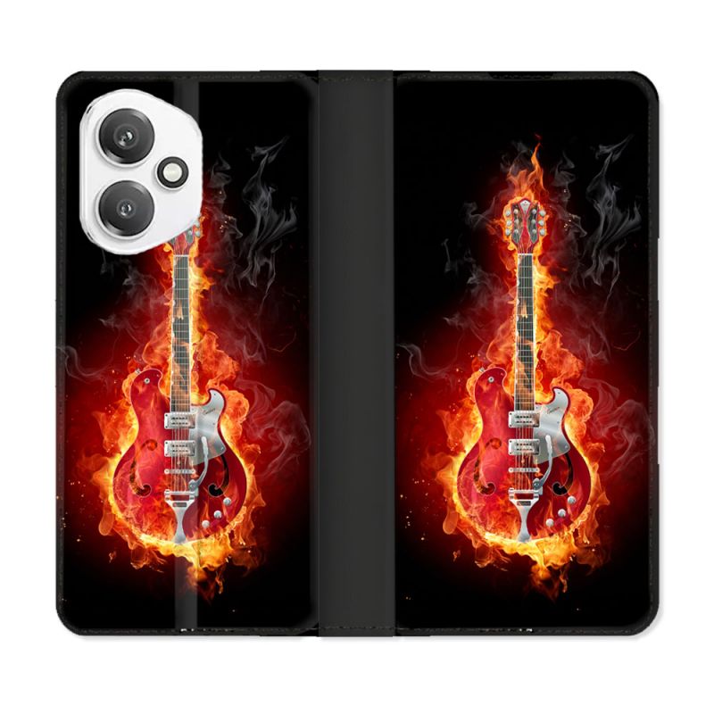 Housse cuir portefeuille Pour Honor 400 5G Musique Guitare Electrique
