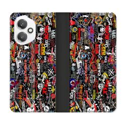 Housse cuir portefeuille Pour Honor 400 5G Musique Rock Groupe