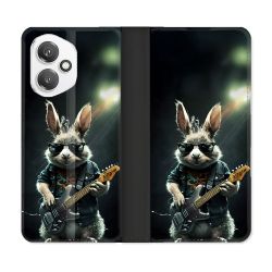 Housse cuir portefeuille Pour Honor 400 5G Musique Rock Lapin