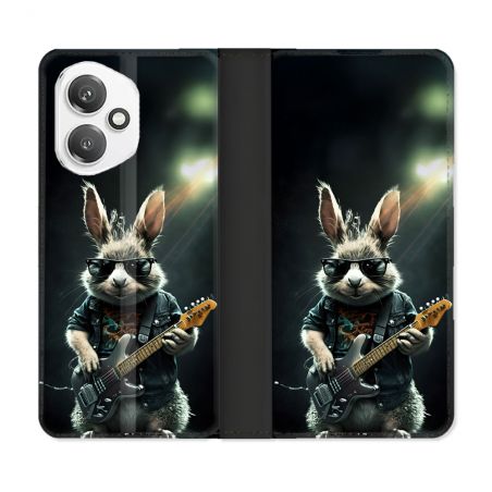 Housse cuir portefeuille Pour Honor 400 5G Musique Rock Lapin