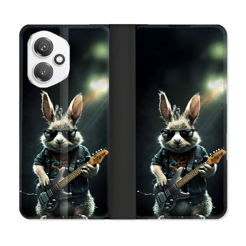 Housse cuir portefeuille Pour Honor 400 5G Musique Rock Lapin