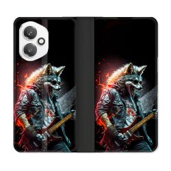 Housse cuir portefeuille Pour Honor 400 5G Musique Rock Loup