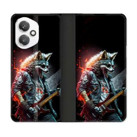 Housse cuir portefeuille Pour Honor 400 5G Musique Rock Loup