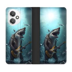 Housse cuir portefeuille Pour Honor 400 5G Musique Rock Requin