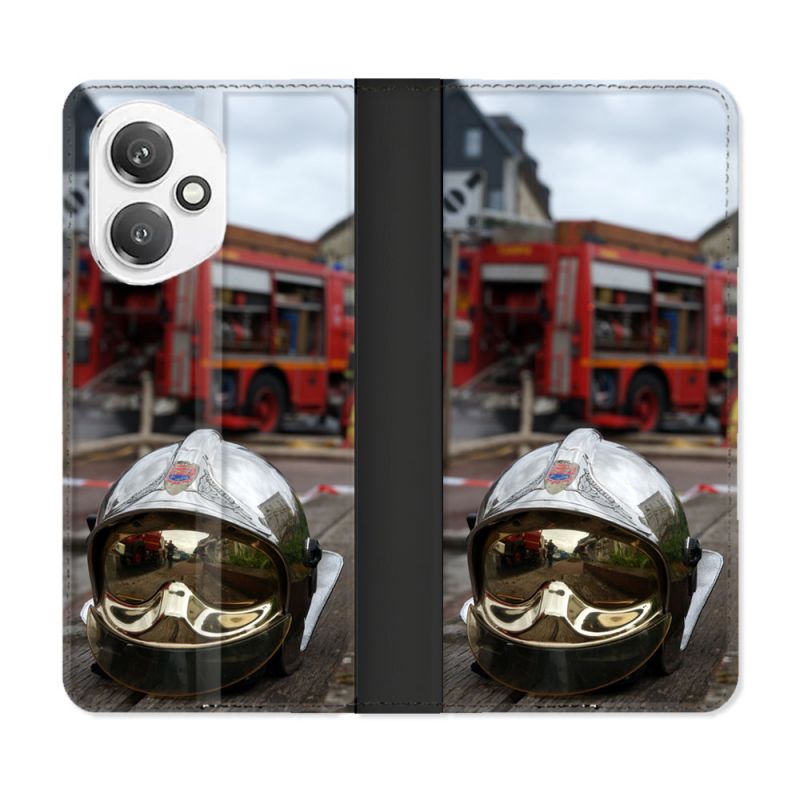 Housse cuir portefeuille Pour Honor 400 5G Pompier Casque Camion