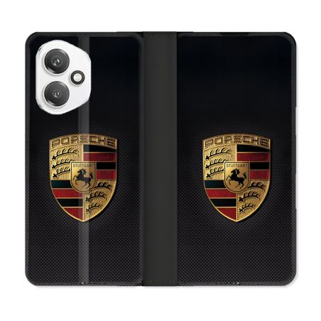 Housse cuir portefeuille Pour Honor 400 5G Porsche Carbone