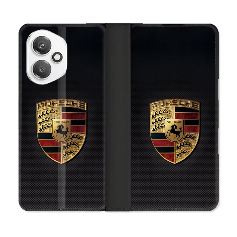 Housse cuir portefeuille Pour Honor 400 5G Porsche Carbone