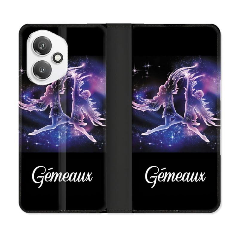 Housse cuir portefeuille Pour Honor 400 5G Signe Zodiaque 2 Gémeaux
