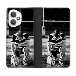 Housse cuir portefeuille Pour Honor 400 5G Sport Rugby Noir Blanc