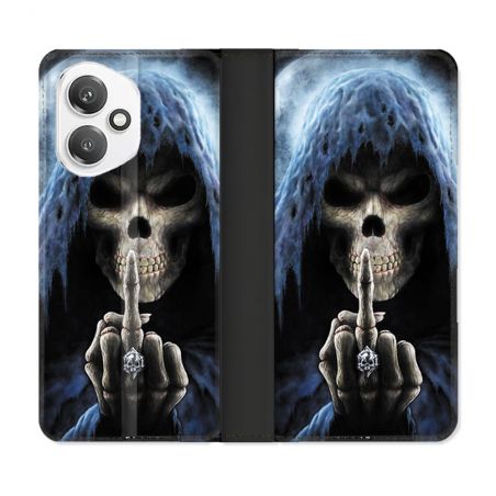 Housse cuir portefeuille Pour Honor 400 5G Tete de Mort Doigt