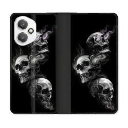 Housse cuir portefeuille Pour Honor 400 5G Tete de Mort Triple