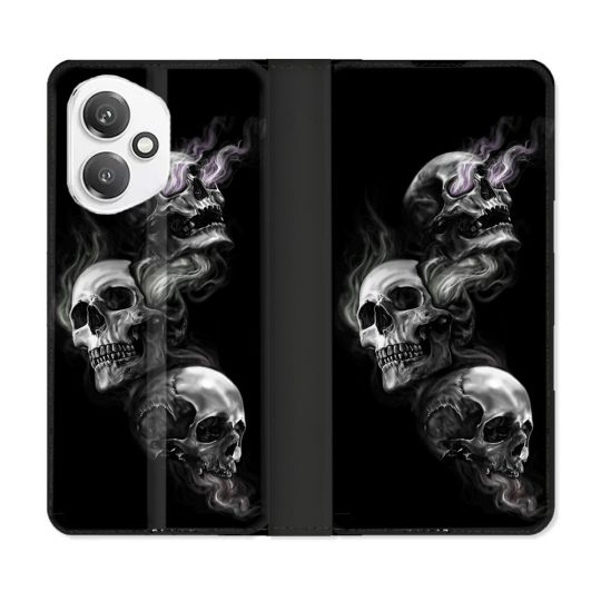 Housse cuir portefeuille Pour Honor 400 5G Tete de Mort Triple