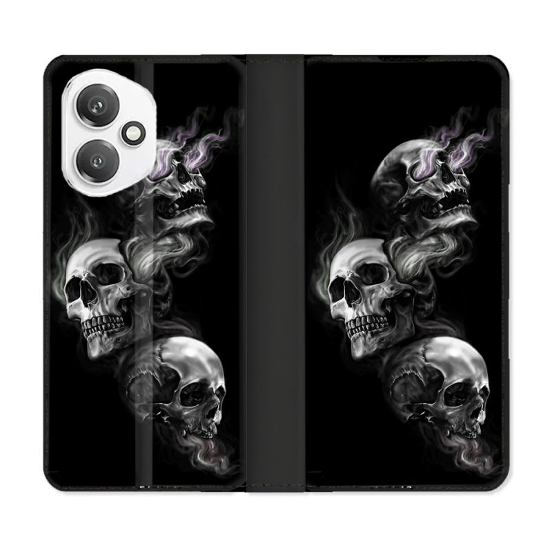 Housse cuir portefeuille Pour Honor 400 5G Tete de Mort Triple