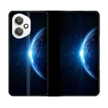 Housse cuir portefeuille Pour Honor 400 5G Univers Planete Terre