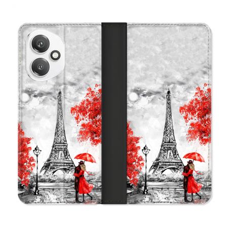 Housse cuir portefeuille Pour Honor 400 5G Voyage France Paris Rouge