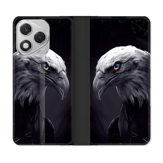 Housse cuir portefeuille Pour Honor 400 Lite 5G Animal Aigle Royal Noir