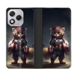 Housse cuir portefeuille Pour Honor 400 Lite 5G Animal Chat America