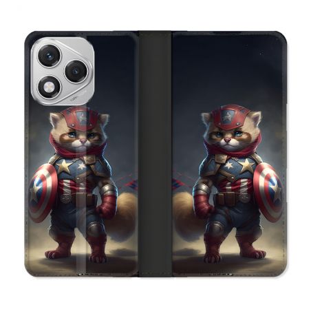 Housse cuir portefeuille Pour Honor 400 Lite 5G Animal Chat America