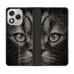 Housse cuir portefeuille Pour Honor 400 Lite 5G Animal Chat Gris