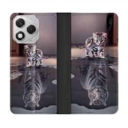 Housse cuir portefeuille Pour Honor 400 Lite 5G Animal Chat Reflet