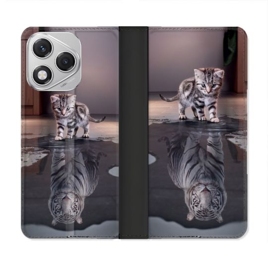 Housse cuir portefeuille Pour Honor 400 Lite 5G Animal Chat Reflet