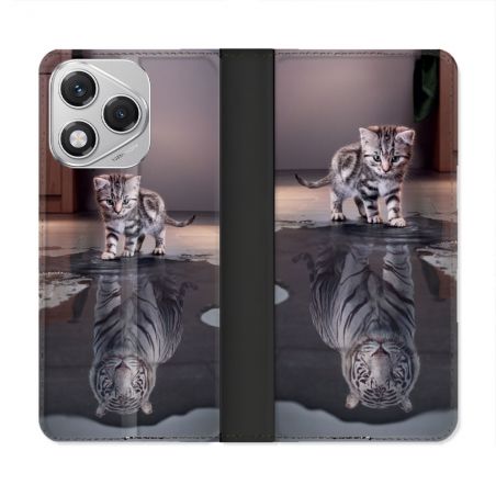 Housse cuir portefeuille Pour Honor 400 Lite 5G Animal Chat Reflet