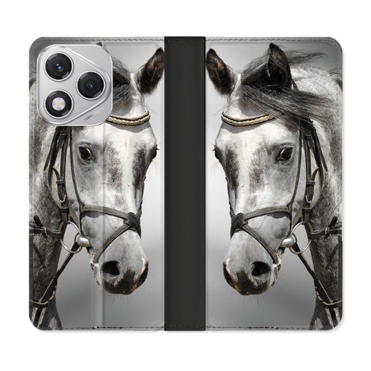 Housse cuir portefeuille Pour Honor 400 Lite 5G Animal Cheval Blanc
