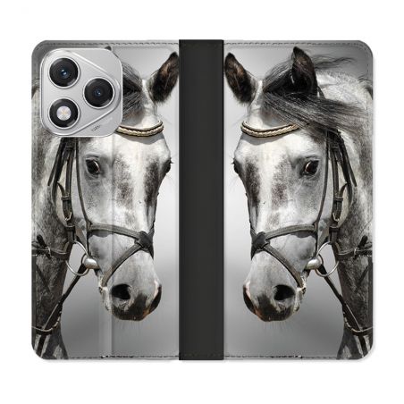 Housse cuir portefeuille Pour Honor 400 Lite 5G Animal Cheval Blanc