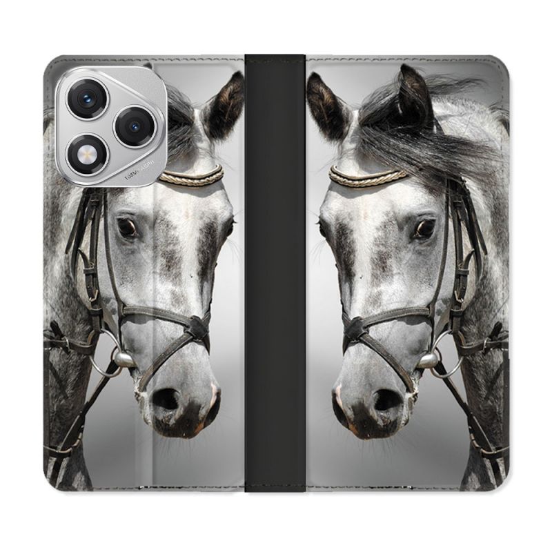 Housse cuir portefeuille Pour Honor 400 Lite 5G Animal Cheval Blanc
