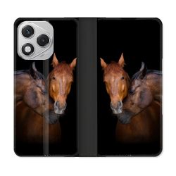 Housse cuir portefeuille Pour Honor 400 Lite 5G Animal Cheval Marron