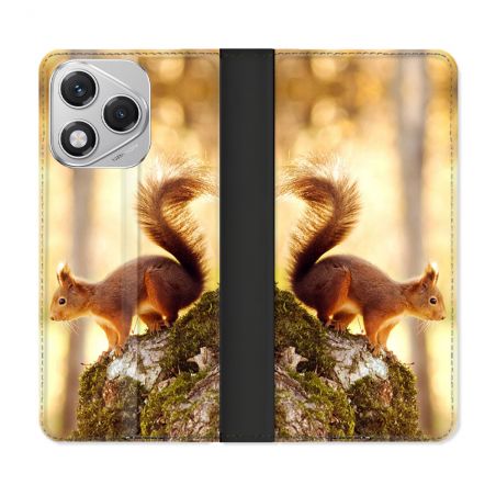 Housse cuir portefeuille Pour Honor 400 Lite 5G Animal Ecureuil Bois