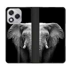 Housse cuir portefeuille Pour Honor 400 Lite 5G Animal Elephant Noir